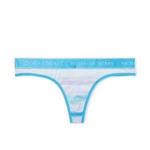 Victoria’s Secret Blue Tie Dye White Cotton Logo Thong Panty SIZE XXL